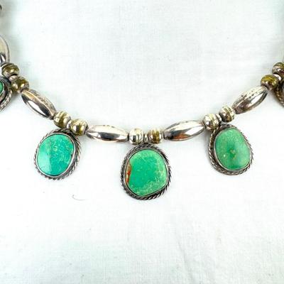 1203 Five Turquoise Silver Necklace