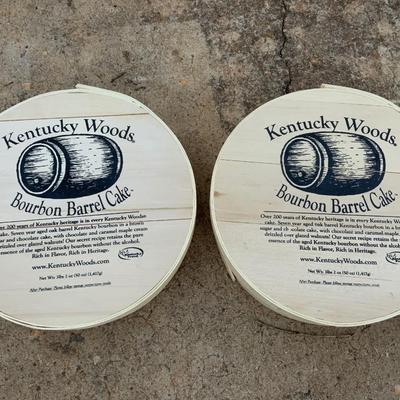 Lot of 2 Kentucky Woods bourbon barrel cake boxes