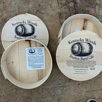 Lot of 2 Kentucky Woods bourbon barrel cake boxes