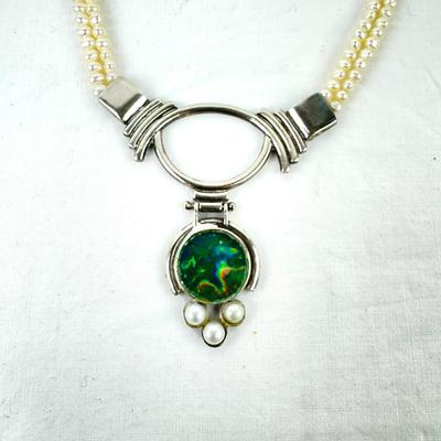 1204 Bruria Ancient Roman Glass Necklace With Pearls