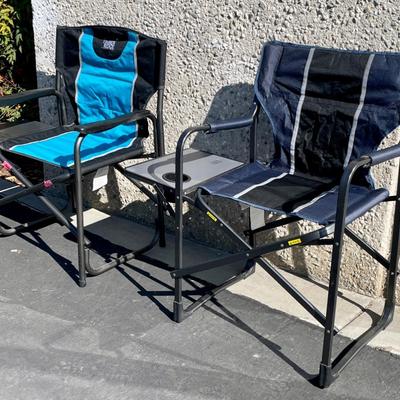 Sale Photo Thumbnail #358: Pair of Lightweight Outdoor Camping Chairs, Portable Directors Chair with Side Table for Camping, Lawn, Picnic and Fishing. Both in very good, near-new condition.