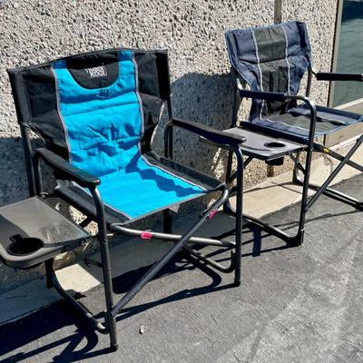 Folding Outdoor Director-Style Camping Chairs with Side Tables