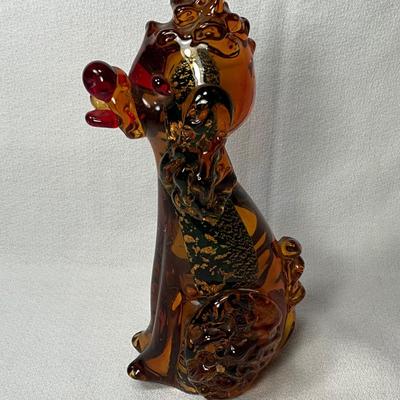 Murano Amber/Green Poodle