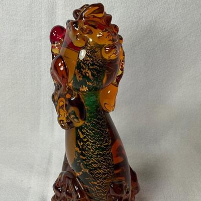 Murano Amber/Green Poodle