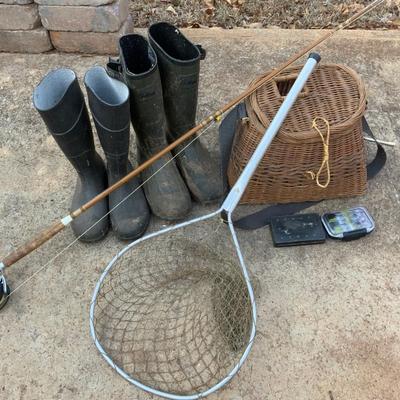 Lot of Vintage Fly Fishing items including a True Temper Custom Built One Thousand Rod.