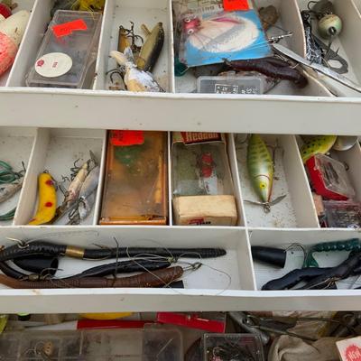 Vintage Rebel Tackle Box full of fishing items
