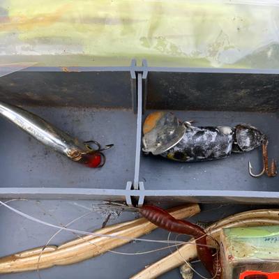 Magnum Over and Under Plano Box full of fishing lures and more