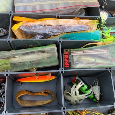 Magnum Over and Under Plano Box full of fishing lures and more