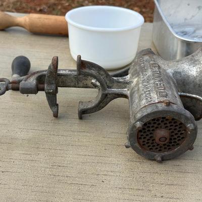 Vintage Meat Grinder, Pan and More!