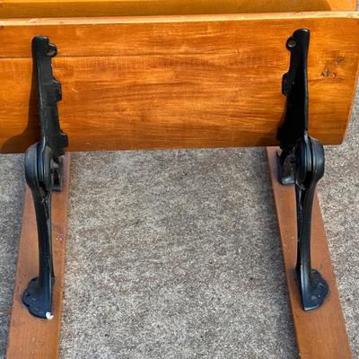 Vintage Wood & Iron School Chair and Small Framed Artwork