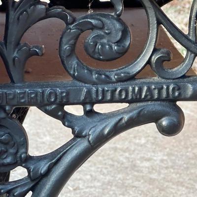 Vintage Wood & Iron School Chair and Small Framed Artwork