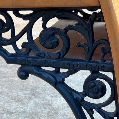 Vintage Wood & Iron School Chair and Small Framed Artwork