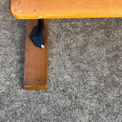 Vintage Wood & Iron School Chair and Small Framed Artwork