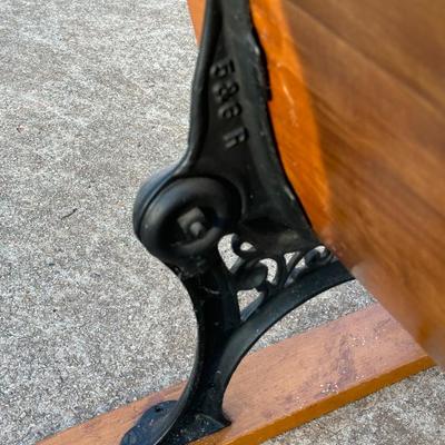 Vintage Wood & Iron School Chair and Small Framed Artwork