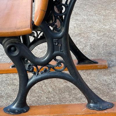 Vintage Wood & Iron School Chair and Small Framed Artwork