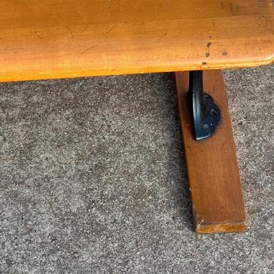 Vintage Wood & Iron School Chair and Small Framed Artwork