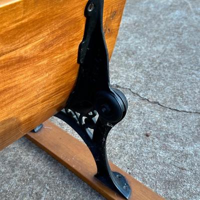 Vintage Wood & Iron School Chair and Small Framed Artwork