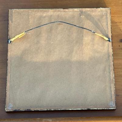 Vintage Wood & Iron School Chair and Small Framed Artwork