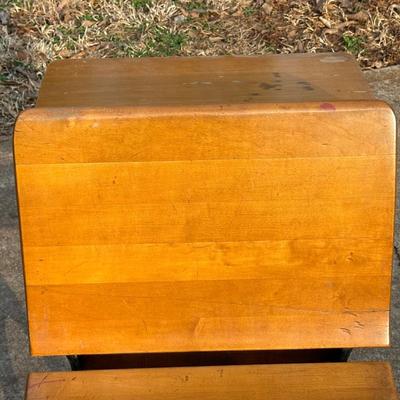 Vintage Wood & Iron School Chair and Small Framed Artwork