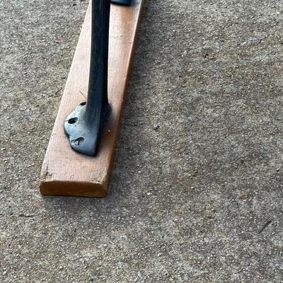 Vintage Wood & Iron School Chair and Small Framed Artwork