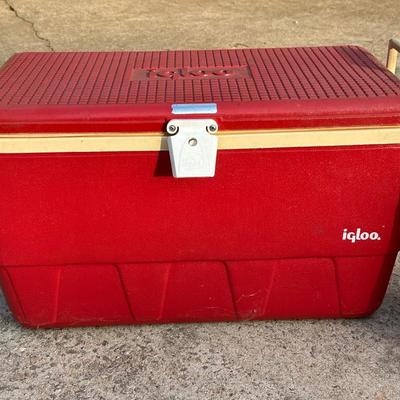 Red Vintage Igloo Cooler & Coleman Water Bottle