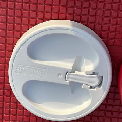 Red Vintage Igloo Cooler & Coleman Water Bottle