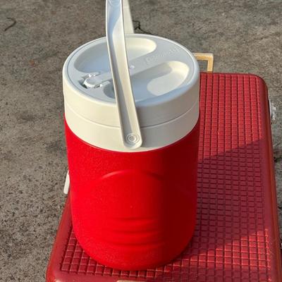 Red Vintage Igloo Cooler & Coleman Water Bottle