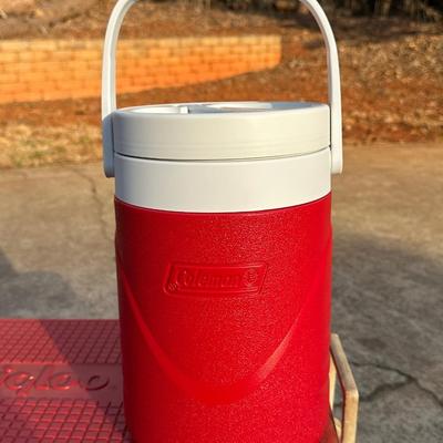 Red Vintage Igloo Cooler & Coleman Water Bottle