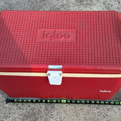 Red Vintage Igloo Cooler & Coleman Water Bottle
