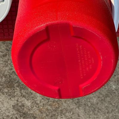 Red Vintage Igloo Cooler & Coleman Water Bottle