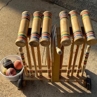 Vintage Forster Wooden Croquet Set