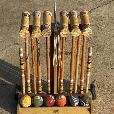 Vintage Forster Wooden Croquet Set