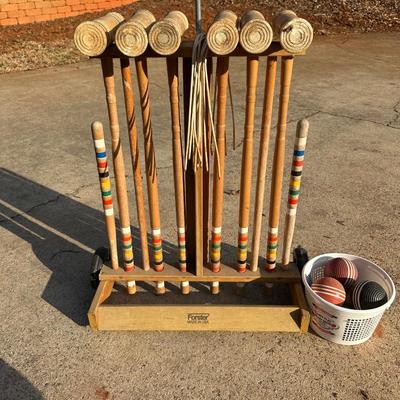 Vintage Forster Wooden Croquet Set
