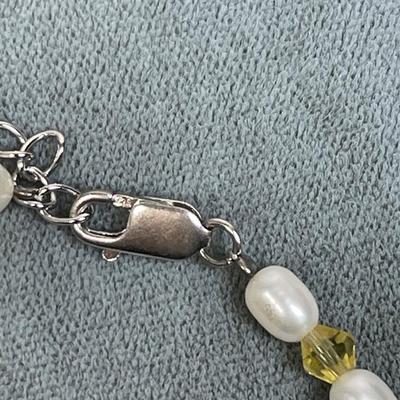 Pearl and Yellow Crystal beaded Necklace