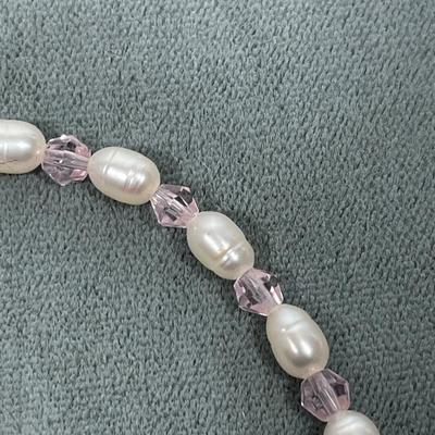 Pearl and Pink Crystal beaded Necklace