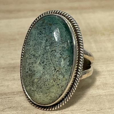 Large Gemstone and Sterling Silver Ring 8.5