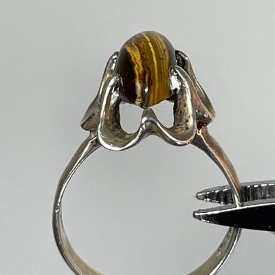 Vintage Tiger Eye Sterling ring 7.5