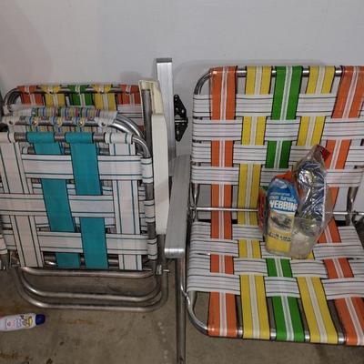 Vintage lightweight patio chairs with repair webbing