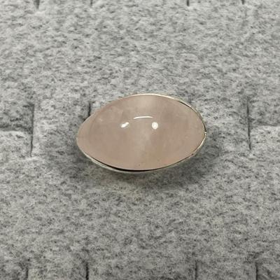 Rose Quartz dome Sterling Silver Ring 6