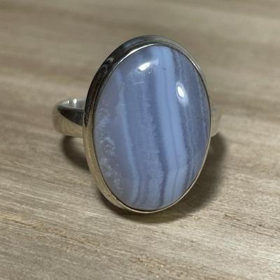 Blue Lace Agate Sterling Silver Ring 9