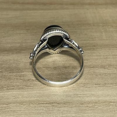 Black Onyx Sterling Silver Ring 10