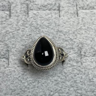 Black Onyx Sterling Silver Ring 10