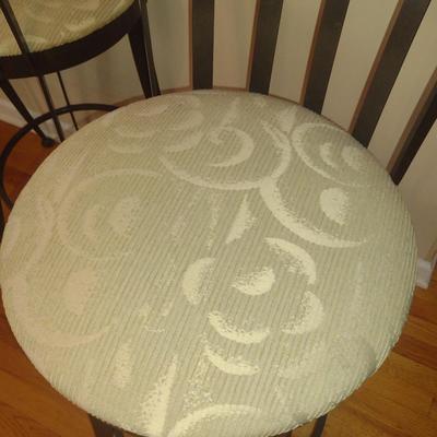 Set of Four Bar Stools with Upholstered Seats- Approx 16 1/2" Wide, 30 1/2" Tall (Seat)