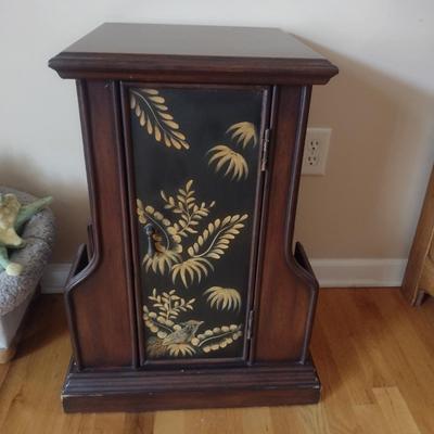 Contemporary Storage Accent Table with Double Magazine/Book Racks