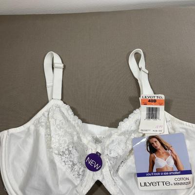 Lilyette White 40 D Minimizer Cotton Bra New!