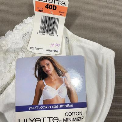 Lilyette White 40 D Minimizer Cotton Bra New!