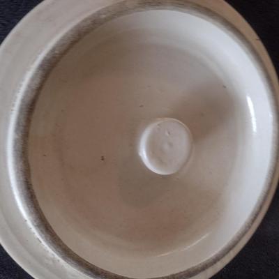 Vintage Pottery Crock with Lid and Handles- Five Gallon Size