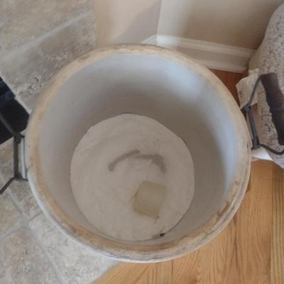 Vintage Pottery Crock with Lid and Handles- Five Gallon Size