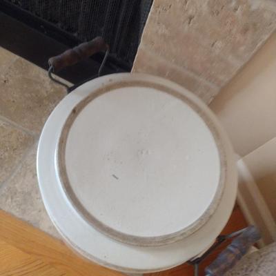 Vintage Pottery Crock with Lid and Handles- Five Gallon Size