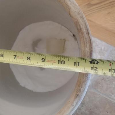 Vintage Pottery Crock with Lid and Handles- Five Gallon Size